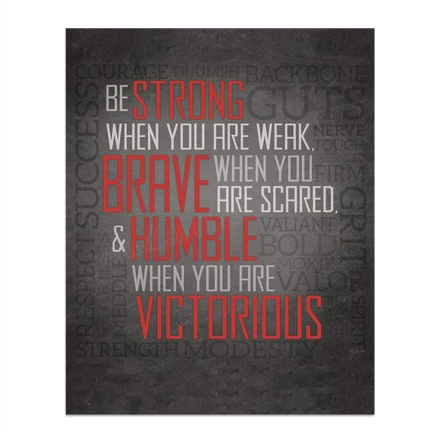 Great Character Traits-"You're Brave- Humble- Victorious"- Motivational Wall Art Sign-8 x 10"- Modern Typographic Design Print to Frame. Inspirational Home- Office- Classroom Decor. Do One Trait-Day.