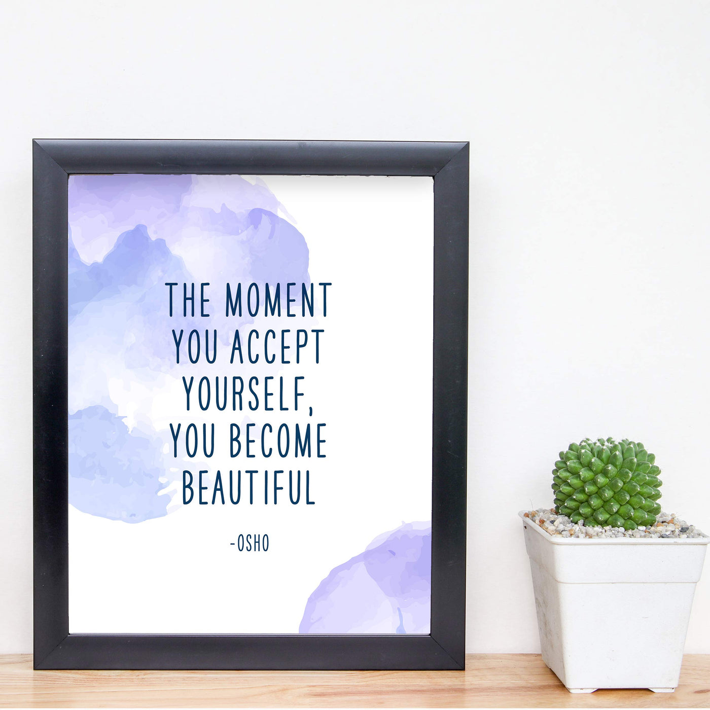 Osho-"The Moment You Accept Yourself-Become Beautiful" Inspirational Quotes Wall Art -8x10" Abstract Spiritual Poster Print-Ready to Frame. Positive Home-Office-Desk-School Decor. Great Zen Gift!