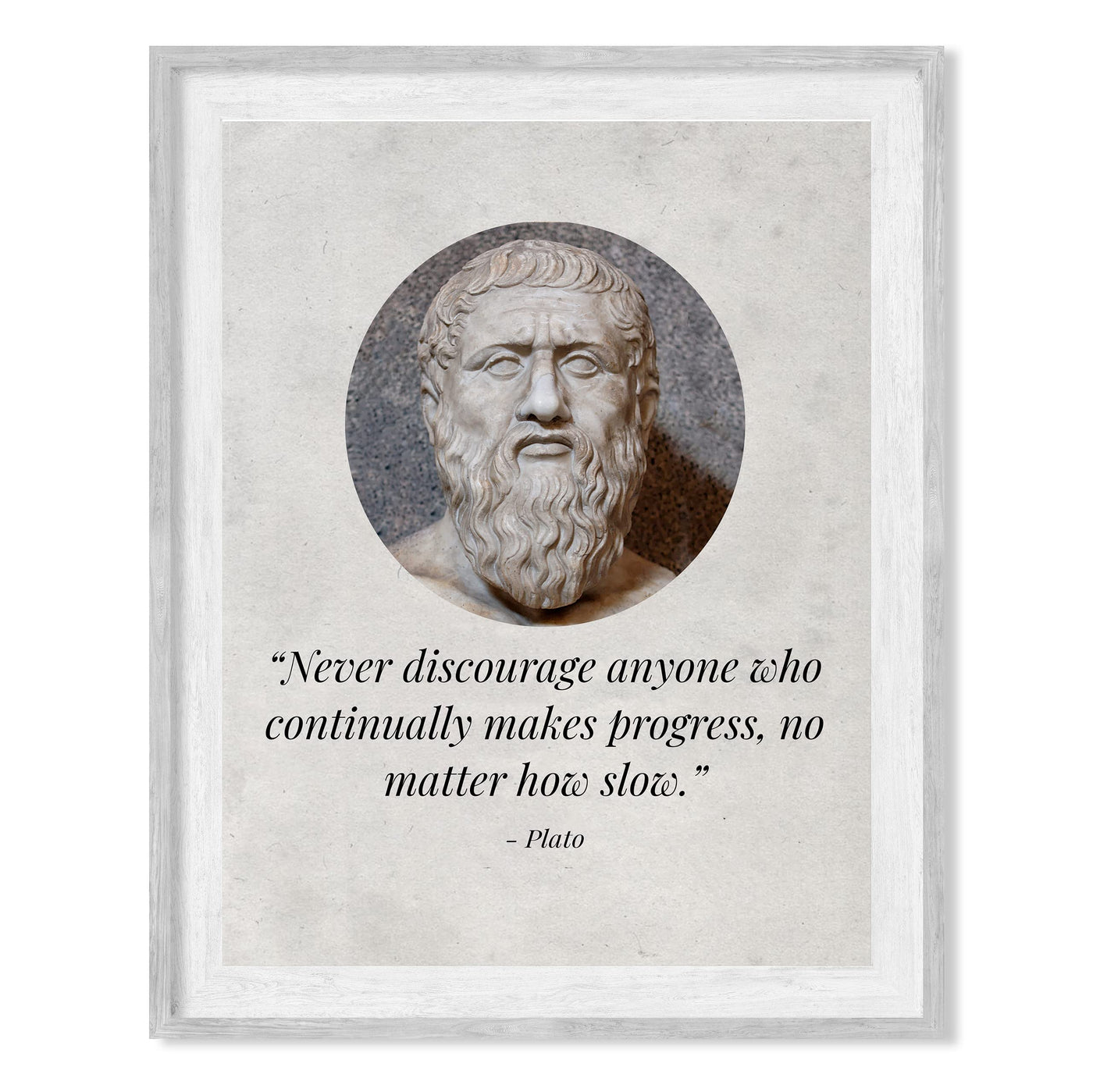 Plato Quotes Wall Art-"Never Discourage Anyone Who Makes Progress"- 8 x 10" Plato Bust-Typographic Print-Ready to Frame. Modern Home-Office-School Wall Decor. Perfect Political-Philosophy Gift.