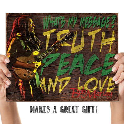 Bob Marley- Quotes Wall Art-"Message-Truth, Peace & Love"- 8 x 10"