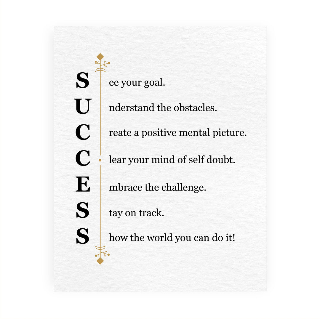 "Success -See Your Goal"-Motivational Quotes Wall Art Sign -11 x 14" Modern Typographic Picture Print -Ready to Frame. Inspirational Home-Office-Classroom-Work Decor. Great Gift of Motivation!