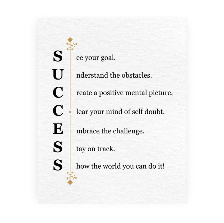 "Success -See Your Goal"-Motivational Quotes Wall Art Sign -11 x 14" Modern Typographic Picture Print -Ready to Frame. Inspirational Home-Office-Classroom-Work Decor. Great Gift of Motivation!