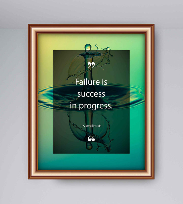 Albert Einstein-"Failure Is Success In Progress" Motivational Quotes Wall Art-8 x 10" Typographic Poster Print-Ready to Frame. Inspirational Home-Office-Dorm Decor. Positive Classroom Decoration!