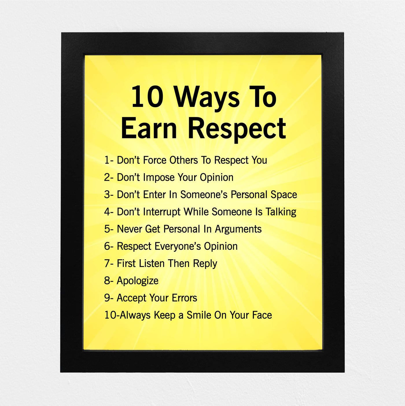 10 Ways to Earn Respect Inspirational Affirmations Wall Art -8 x 10" Motivational Quotes Print -Ready to Frame. Positive Decoration for Home-Office-Classroom-Success Decor. Gifts for Inspiration!