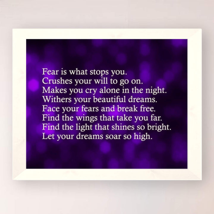 Face Your Fears &amp; Break Free Motivational Quotes Wall Art -10 x 8" Inspirational Poster Print-Ready to Frame. Modern Home-Office-School-Dorm Decor. Perfect Sign for Motivation! Great Advice!