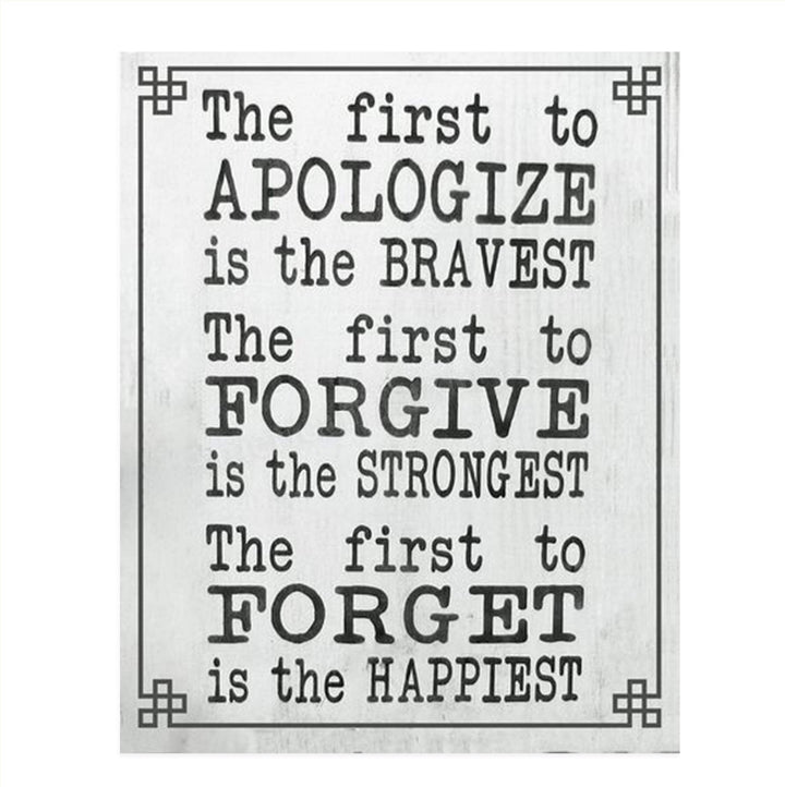 The First To Apologize-Forgive-Forget is the Happiest- Inspirational Print-Wall Decor-8 x 10"-Rustic Wall Art- Ready to Frame. Home School- Office Decor. Inspirational Reminders- Great Gift for ALL.