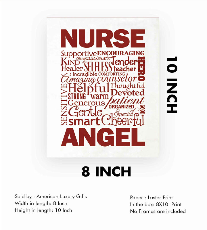 The Perfect Nurse- Word Art-Inspirational Wall Art- 8 x 10" Modern Typographic Print-Ready to Frame. Motivational Home-Office-School Decor. Great Gift of Appreciation for Nurses &amp; Nursing Students!