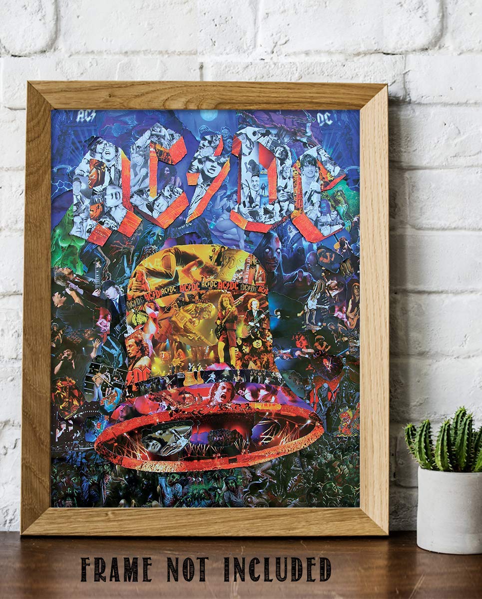 AC DC-"BELL" Music Poster Print- Collage Picture Collection- 8 x 10 Wall Print- Ready To Frame- Famous Rock Band Pictures Poster. Home-Studio-Bar-Dorm-Man Cave Decor. Perfect Gift For All AC/DC Fans.