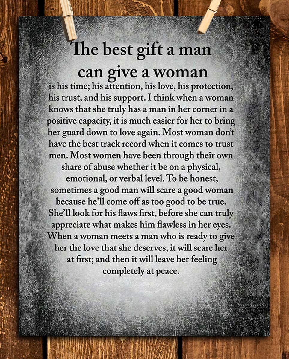 The Best Gift a Man Can Give a Woman- Inspirational Wall Print- 8 x 10"- Wall Art -Ready to Frame. Perfect For Spouse &amp; Partners. Great Engagement-Wedding Gift. Encouraging Reminders For Your Man.