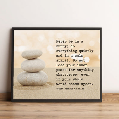 Do Not Lose Your Inner Peace Motivational Quotes Wall Sign -10 x 8" Inspirational Balancing Stones in Sand Art Print -Ready to Frame. Spiritual Home-Office-School-Zen Decor. Perfect Life Lesson!