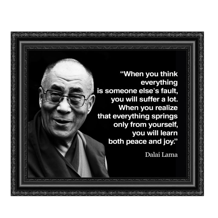 Dalai Lama-"You Will Learn Both Peace &amp; Joy"-Spiritual Quotes Wall Art -8 x 10" Typographic Portrait Print-Ready to Frame. Inspirational Home-Studio-Office-Zen Decor. Perfect Life Lesson for All!