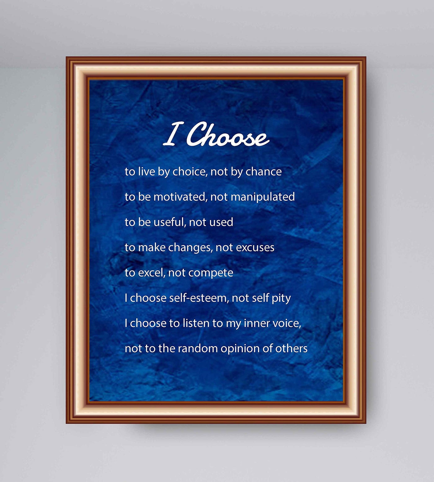 I Choose-To Live By Choice, Not By Chance- Inspirational Quotes Wall Art-8 x 10" Typographic Poster Print-Ready to Frame. Modern Home-Office-Classroom Decor. Great Motivational Gift for All!