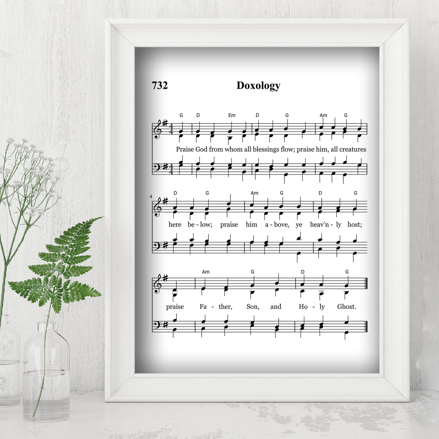 "Doxology -Praise God From Whom All Blessings Flow" Hymn Sheet Music Wall Art -8 x 10" Inspirational Christian Print -Ready to Frame. Classic Hymns for Home-Office-Church & Religious Decor!