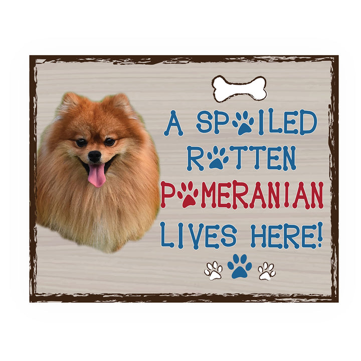 Pomeranian-Dog Poster Print-10 x 8" Wall Decor Sign-Ready To Frame."A Spoiled Rotten Pomeranian Lives Here". Perfect Pet Wall Art for Home-Kitchen-Cave-Garage. Great Gift for Pomeranian Owners!