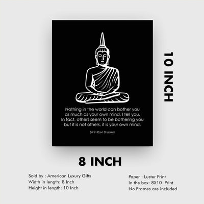 Nothing Can Bother You As Much As Your Own Mind- Inspirational Quotes Wall Art- 8 x 10" Spiritual Poster Print with Buddha Image-Ready to Frame. Home-Office-Studio-Spa Decor. Perfect Zen Gift!