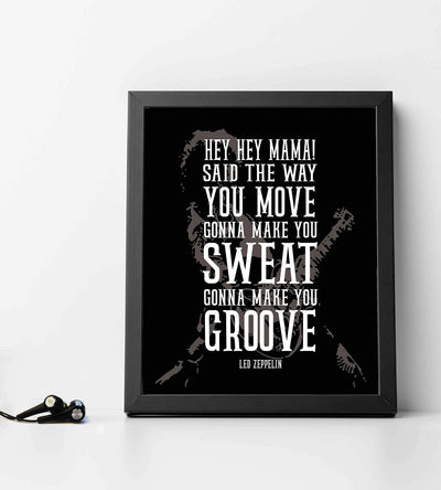 Led Zeppelin Band-"Hey, Hey Mama!"-Song Lyrics Wall Art Sign-8 x 10" Rock Music Poster Print- Ready To Frame. Perfect Home-Office-Studio-Bar-Dorm-Man Cave Decor. Great Gift for Zeppelin Fans!