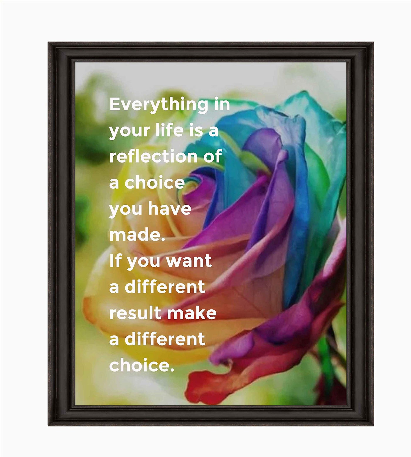 Everything in Life Is a Reflection of Choice Inspirational Quotes Wall Art -8 x 10" Floral Typographic Poster Print-Ready to Frame. Positive Home-Office-Classroom Decor. Great Motivational Sign!