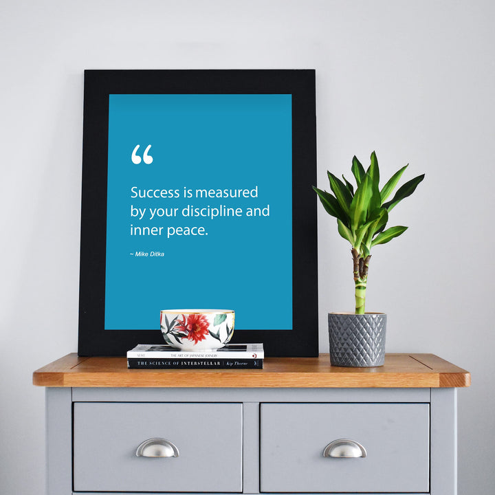 Mike Ditka Quotes-"Success Measured By Discipline &amp; Inner Peace" Motivational Wall Art -8 x 10" Inspirational Football Print-Ready to Frame. Home-Office-Work-Gym Decor. Great Gift for Bears Fans!