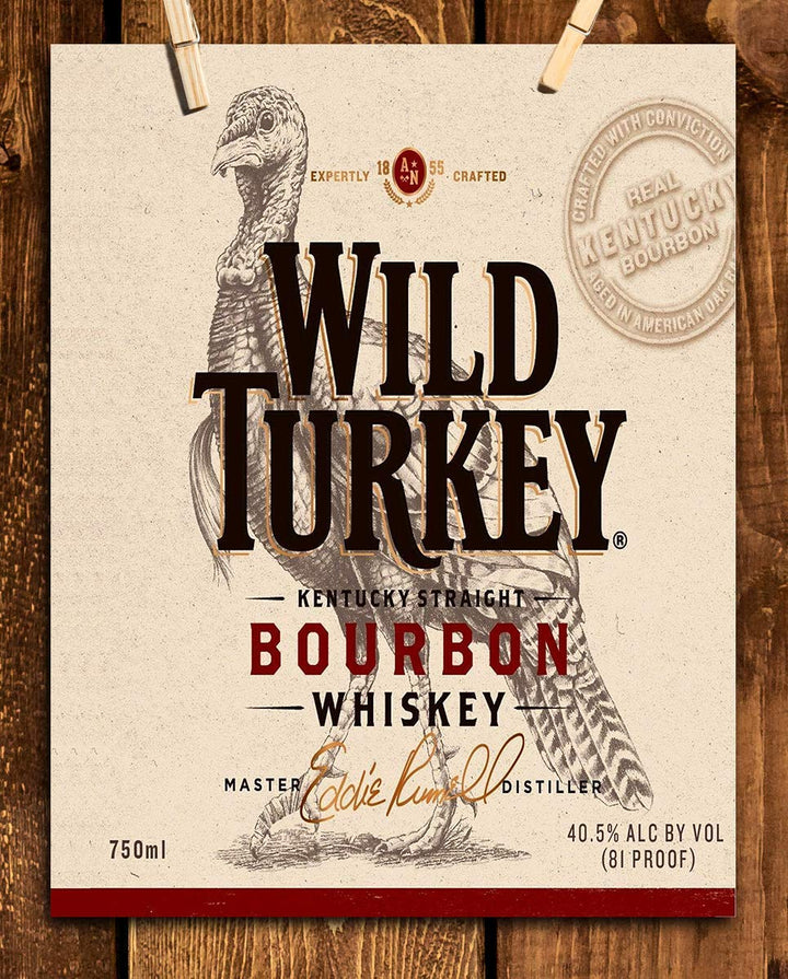 Wild Turkey Bourbon Label- Wall Art Sign- 8 x 10"-Genuine Replica Print-Ready to Frame. Home D?cor-Dining D?cor. A Must For Kentucky Bourbon Whiskey Fans. Perfect Addition To Man Cave-Dorm-Bar-Garage.