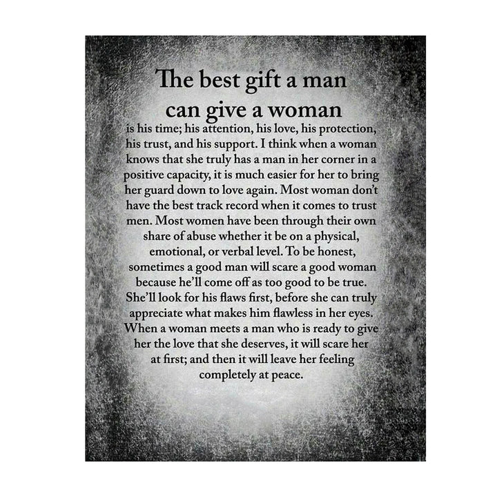 The Best Gift a Man Can Give a Woman- Inspirational Wall Print- 8 x 10"- Wall Art -Ready to Frame. Perfect For Spouse &amp; Partners. Great Engagement-Wedding Gift. Encouraging Reminders For Your Man.