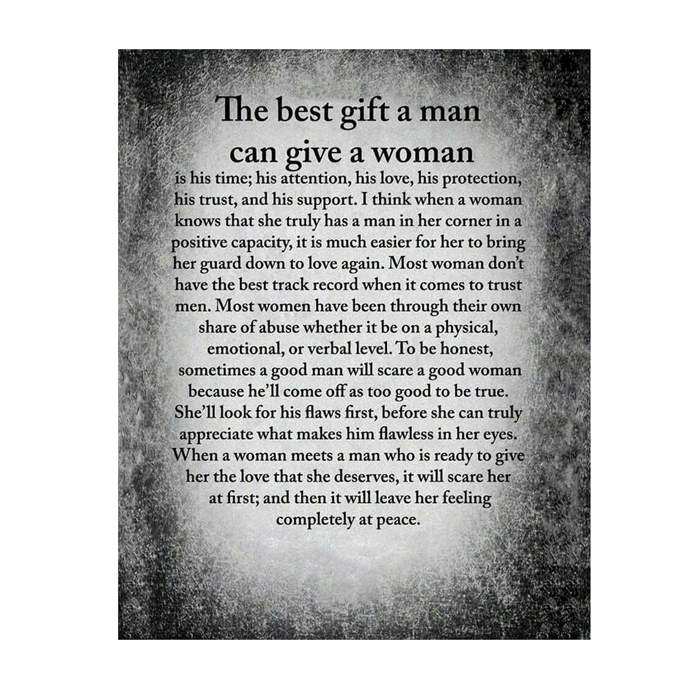 The Best Gift a Man Can Give a Woman- Inspirational Wall Print- 8 x 10"- Wall Art -Ready to Frame. Perfect For Spouse & Partners. Great Engagement-Wedding Gift. Encouraging Reminders For Your Man.