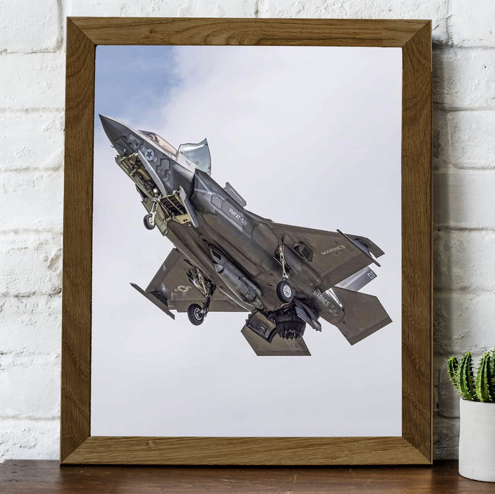 F-35 B Fighter Jet -8 x 10" Military Aircraft Wall Art Print -Ready to Frame. Home-Office-Aviation Decor. Perfect Sign for Game Room-Garage-Cave! Great Gift for Active Duty Military &amp; Veterans!