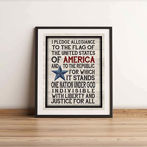 "I Pledge Allegiance to the Flag" -American Patriotic Wall Decor -11 x 14"