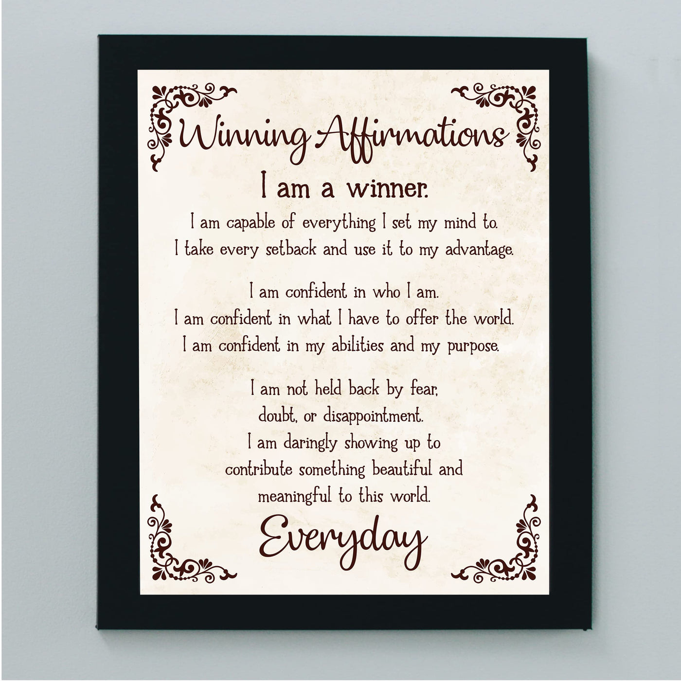 Winning Affirmations-8 x 10" Inspirational Poster Print. Motivational Wall Art-Ready to Frame. Ideal for Home D?cor-Office D?cor. Program Yourself to Win the Day!