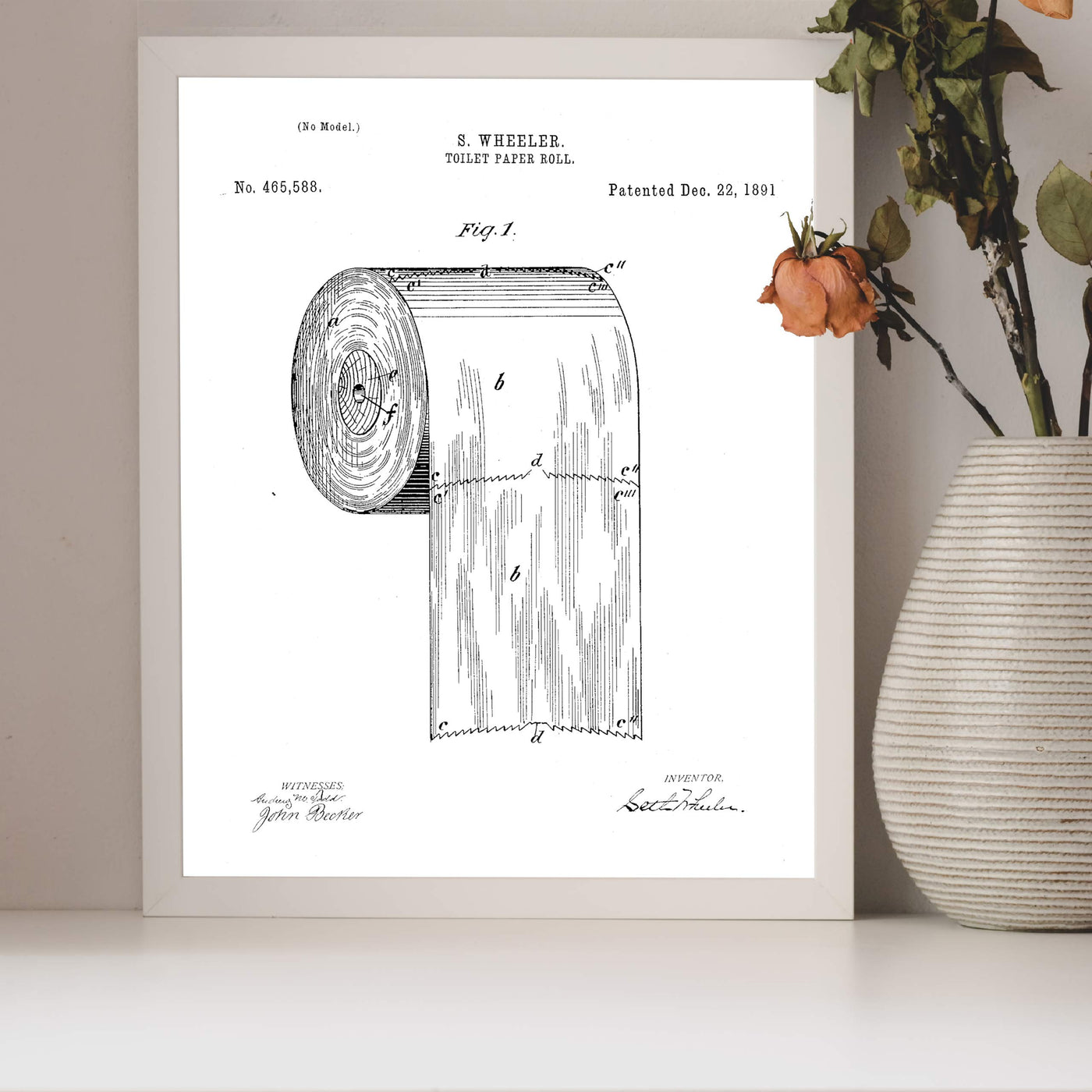 Toilet Paper Roll -Design Patent Wall Decor Art -8 x 10" Vintage Bathroom Wall Art Print-Ready to Frame. Retro Bathroom Sign for Home-Office-Guest House Decor. Perfect Housewarming Gift!