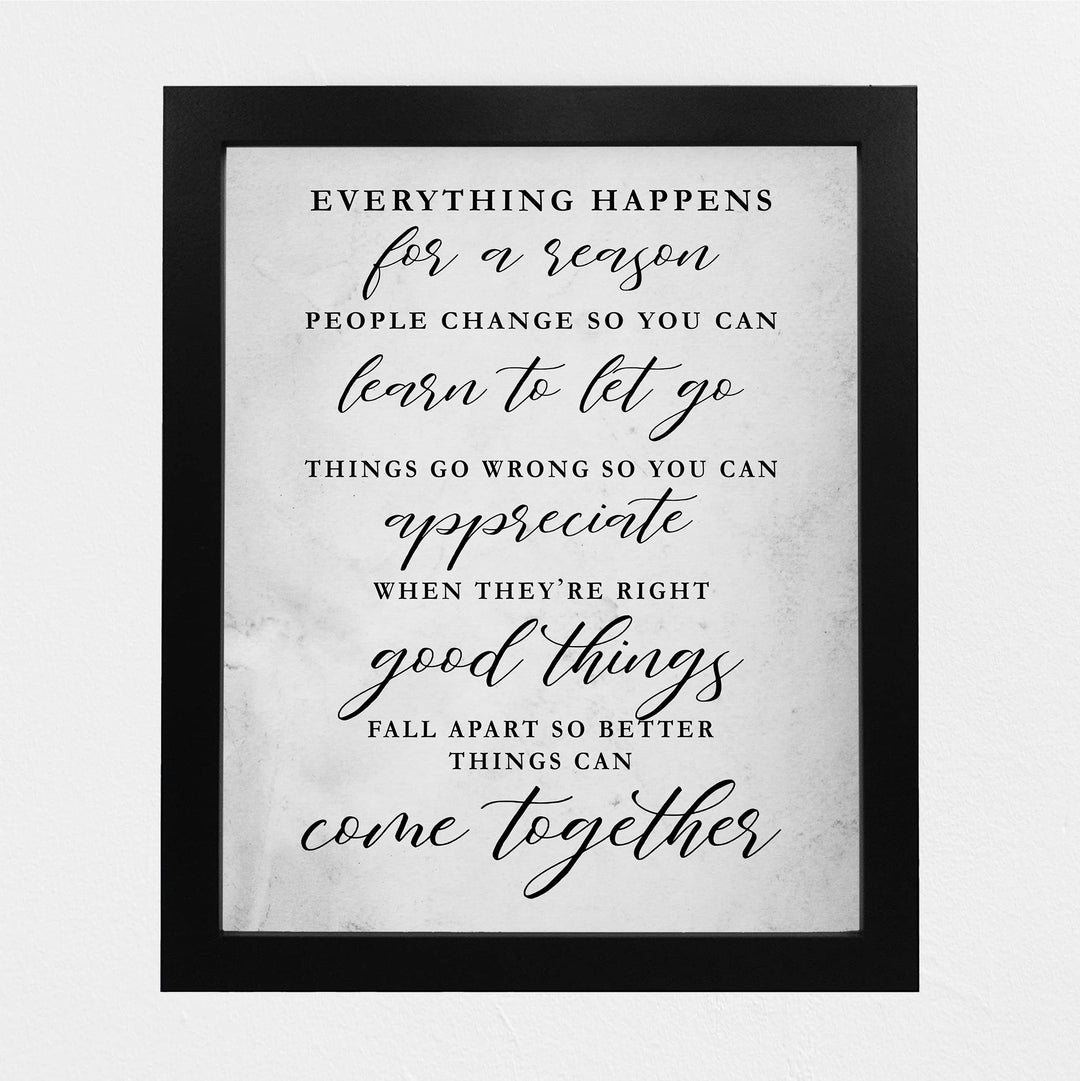 "Everything Happens For a Reason" Inspirational Quotes Wall Decor -8x10" Motivational Art Print-Ready to Frame. Modern Farmhouse Decoration for Home-Office-Classroom Sign. Great Gift!
