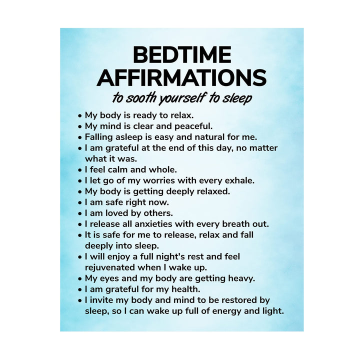 Bedtime Affirmations-Inspirational Quotes Wall Art -11 x 14" Motivational Night Time Poster Print -Ready to Frame. Ideal for Home D?cor-Bedroom Decor. Great Reminders &amp; Inspiration for Sleep!