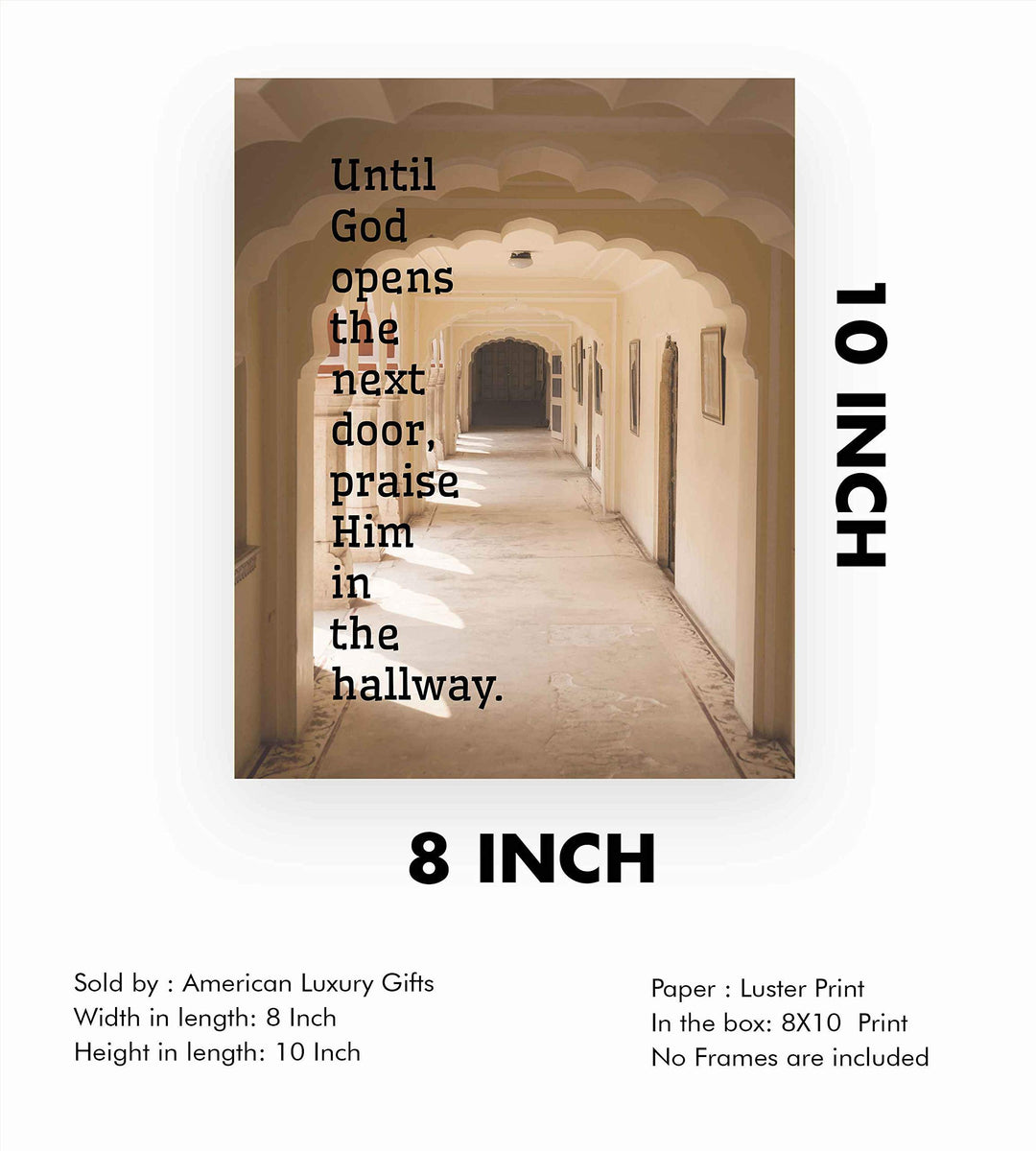 ?Until God Opens the Next Door" Inspirational Quote Wall Art- 8 x 10" Traditional Typographic Design. Spiritual Wall Print-Ready to Frame. Home-Office-Church D?cor. Great Motivational Christian Gift!