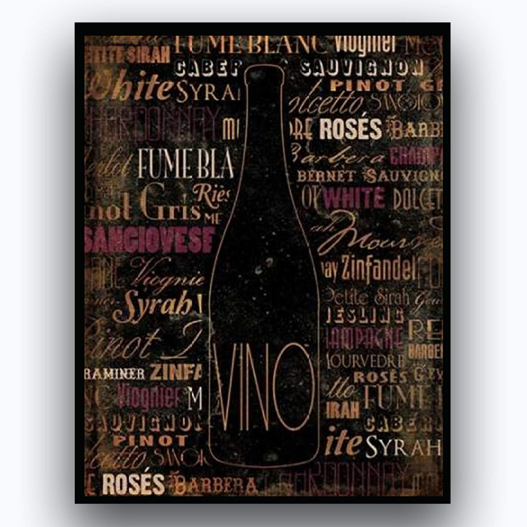 Wine &amp; Vino Bottle Pairing with Variety Names (2)- 8 x 10"s Wall Art Prints- Ready to Frame. Home D?cor, Wine Decor &amp; Kitchen Wall Decor. Perfect For Wine Lovers &amp; Upscale Bars. Show Your Taste!