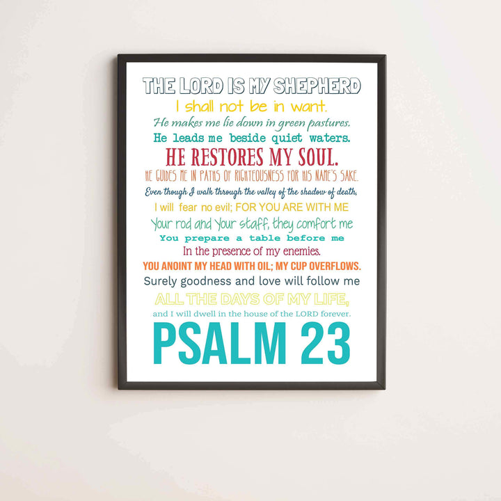Psalm 23-The Lord Is My Shepherd Bible Verse Wall Art -11 x 14" Inspirational Scripture Wall Print- Ready to Frame. Religious Home-Office-Sunday School-Church Decor. Great Christian Gift of Faith!