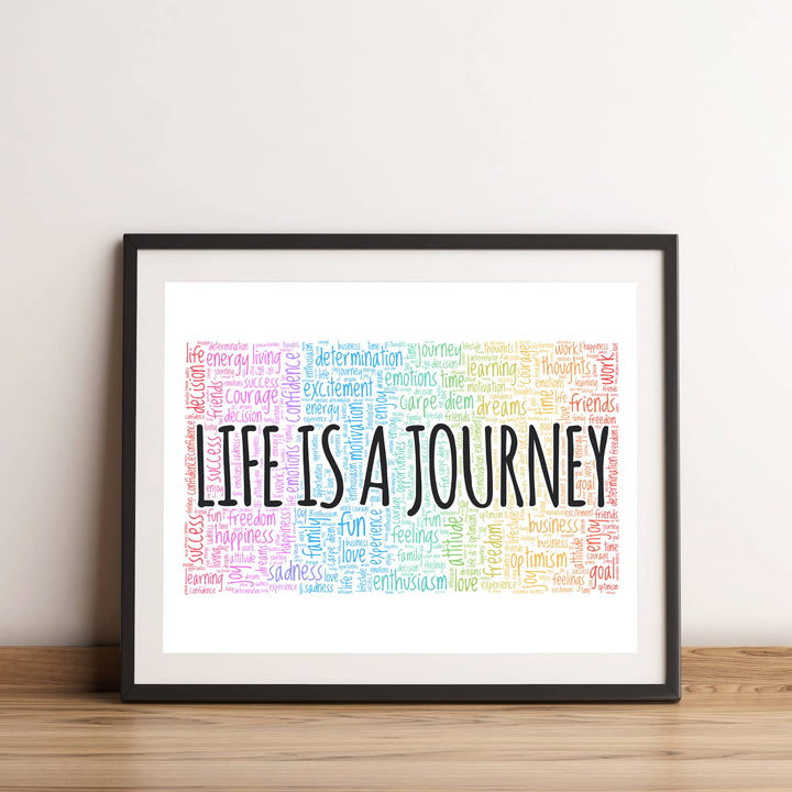 "Life Is A Journey" Inspirational Quotes Wall Decor -14 x 11" Motivational Word Art Print -Ready to Frame. Home-Office-Classroom-Work Decor. Encouraging Words for Motivation &amp; Inspiration!