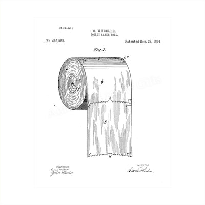 Toilet Paper Roll -Design Patent Wall Decor Art -8 x 10" Vintage Bathroom Wall Art Print-Ready to Frame. Retro Bathroom Sign for Home-Office-Guest House Decor. Perfect Housewarming Gift!
