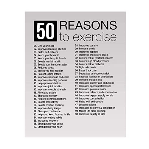 "50 Reasons to Exercise" Motivational Quotes Exercise Wall Sign -11 x 14"