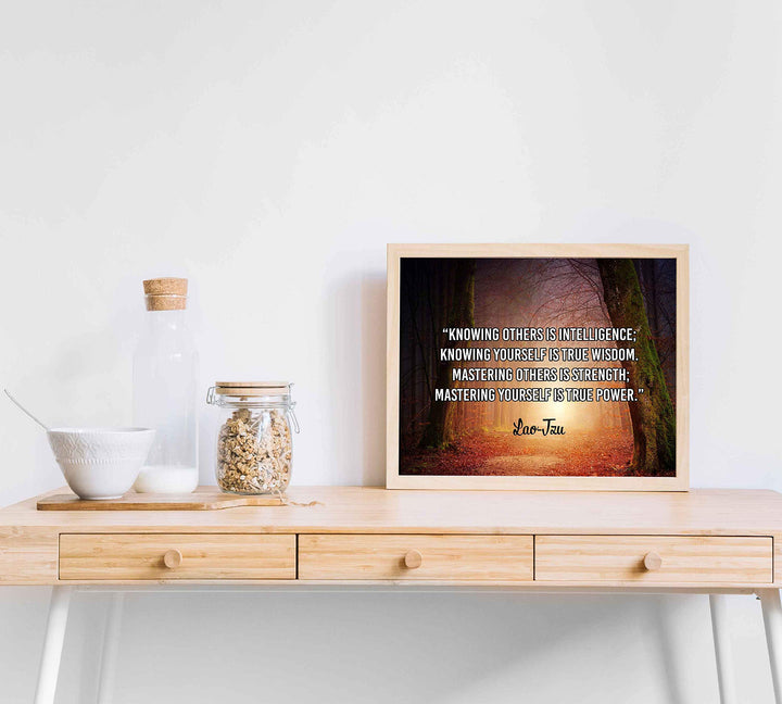 Lao Tzu Quotes-"Mastering Yourself Is True Power"-Motivational Wall Art-10 x 8" Spiritual Forest Photo Print-Ready to Frame. Inspirational Home-Office-Studio-Gym Decor. Perfect Zen Gift to Motivate!