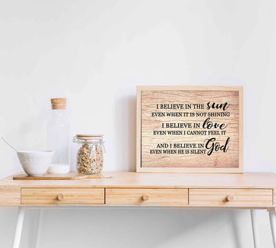 I Believe in God-Even When He Is Silent-Christian Wall Art Sign-10 x 8" Modern Spiritual Print-Ready to Frame. Inspirational Home-Office-Church Decor. Great Religious Gift. Display Faith in God!