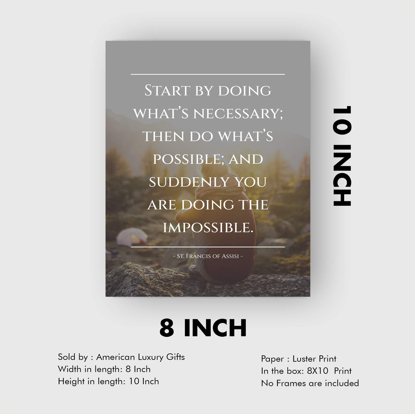 St. Francis of Assisi Quotes-"Start By Doing What's Necessary" Inspirational Wall Art -8x10" Motivational Catholic Print-Ready to Frame. Home-Office-School-Church Decor. Great Religious Gift!