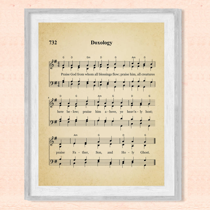 "Doxology -Praise God From Whom All Blessings Flow" Hymn Sheet Music Wall Art -8 x 10" Inspirational Christian Print -Ready to Frame. Classic Hymns for Home-Office-Church &amp; Religious Decor!