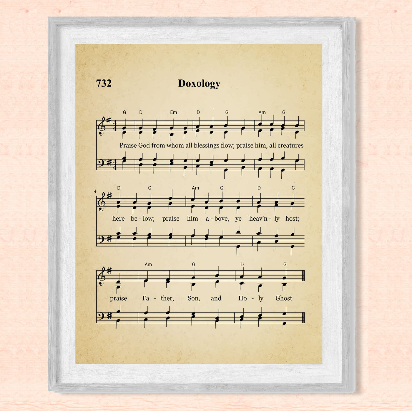 "Doxology -Praise God From Whom All Blessings Flow" Hymn Sheet Music Wall Art -8 x 10" Inspirational Christian Print -Ready to Frame. Classic Hymns for Home-Office-Church & Religious Decor!