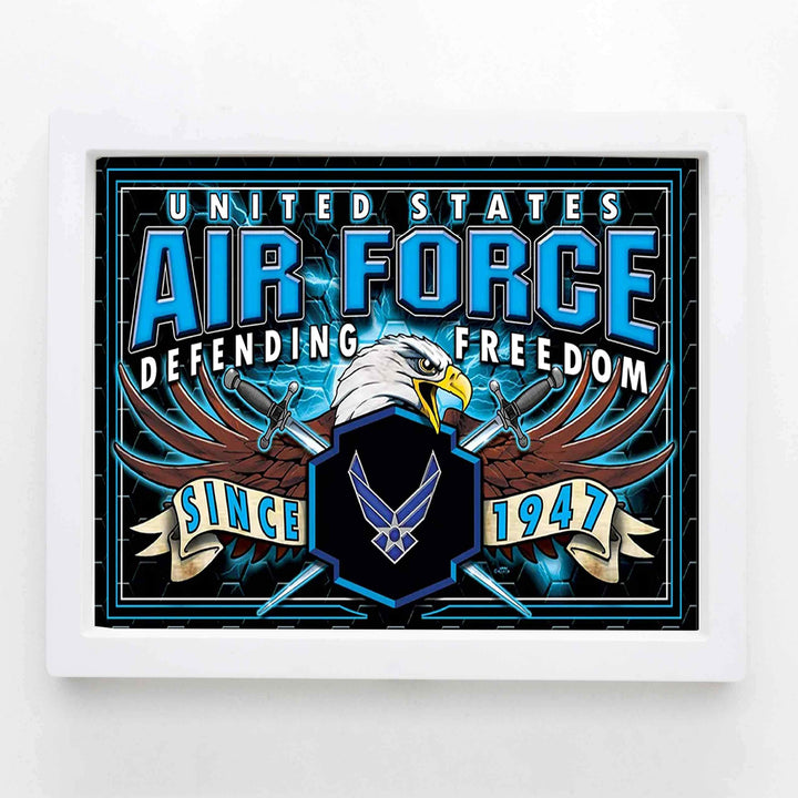 U.S. Air Force War Eagle Poster Print- 10 x 8"- Airmen Wall Art Prints-Ready To Frame."Defending Freedom Since 1947". Home-Office-Military Decor. Great Gift to Display Airman&