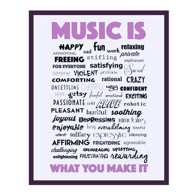 Music Is What You Make It-Inspirational Word Art Wall Sign-11 x 14" Motivational Poster Print-Ready to Frame. Perfect Home-Office-Studio-Dorm-Classroom Decor. Great Gift for All Music Fans!