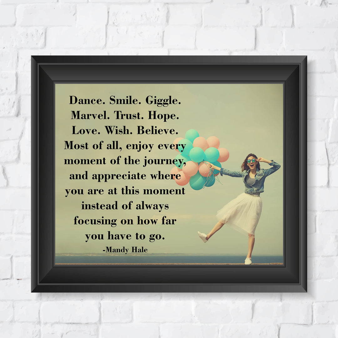 Enjoy Every Moment of the Journey-Inspirational Quotes Wall Art-10x8" Typographic Woman w/Balloons Photo Print-Ready to Frame. Motivational Home-Office-Classroom Decor. Great Gift for Inspiration!