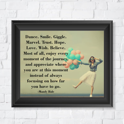 Enjoy Every Moment of the Journey-Inspirational Quotes Wall Art-10x8" Typographic Woman w/Balloons Photo Print-Ready to Frame. Motivational Home-Office-Classroom Decor. Great Gift for Inspiration!