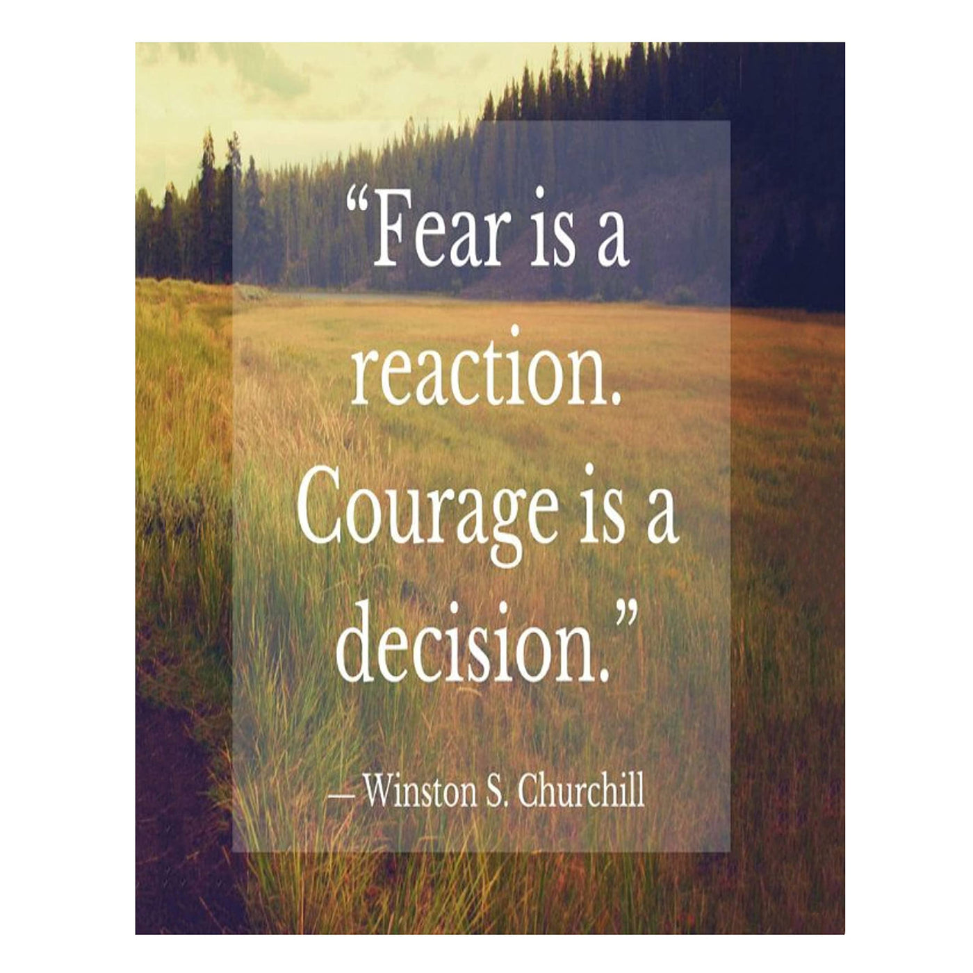 Winston Churchill- Quotes Wall Art-"Fear Is a Reaction, Courage is a Decision"- 8 x 10" Inspirational Wall Print-Ready to Frame. Retro Home-Office-Library-School D?cor. Distressed Typographic Image.