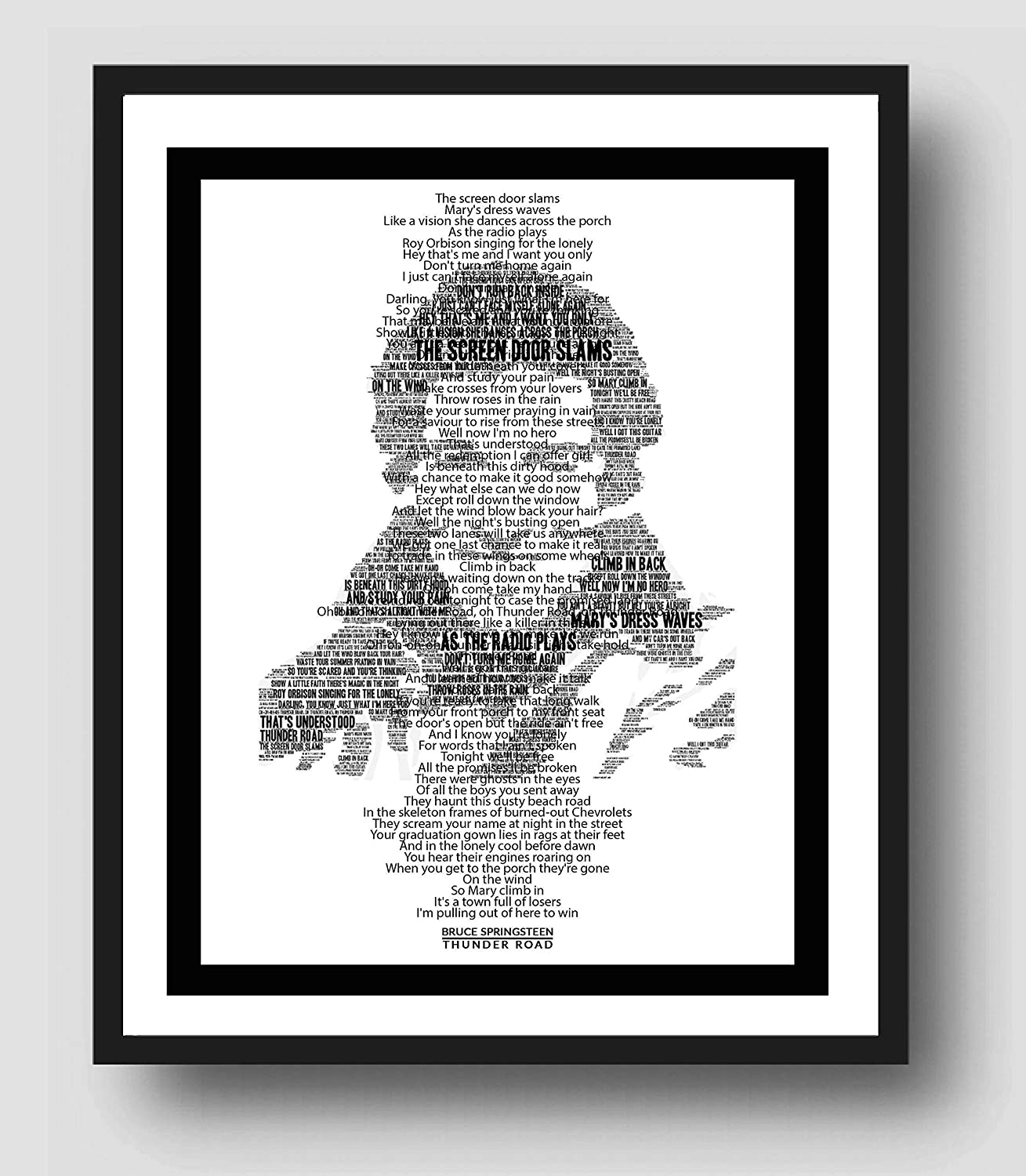 Bruce Springsteen-"Thunder Road"-Music Lyrics Wall Art -11 x 14"