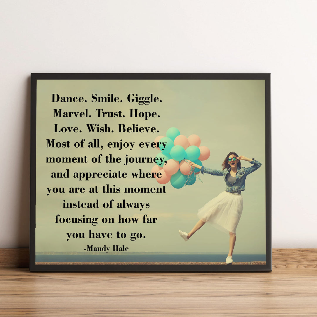 Enjoy Every Moment of the Journey-Inspirational Quotes Wall Art-10x8" Typographic Woman w/Balloons Photo Print-Ready to Frame. Motivational Home-Office-Classroom Decor. Great Gift for Inspiration!