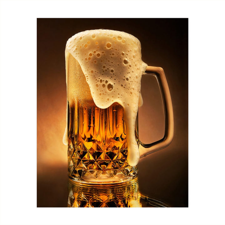 Ice Cold Beer In Stein Fun Bar Sign Decor -8 x 10"-Retro Beer Drinking Picture Print-Ready to Frame. Perfect Decoration for Home-Man Cave-Pub-Dorm-Restaurants. Great Gift for All Alcohol Drinkers!